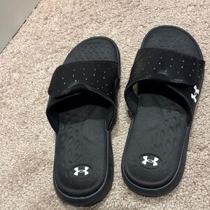 Under Armour Black Slide Sandals with Logo